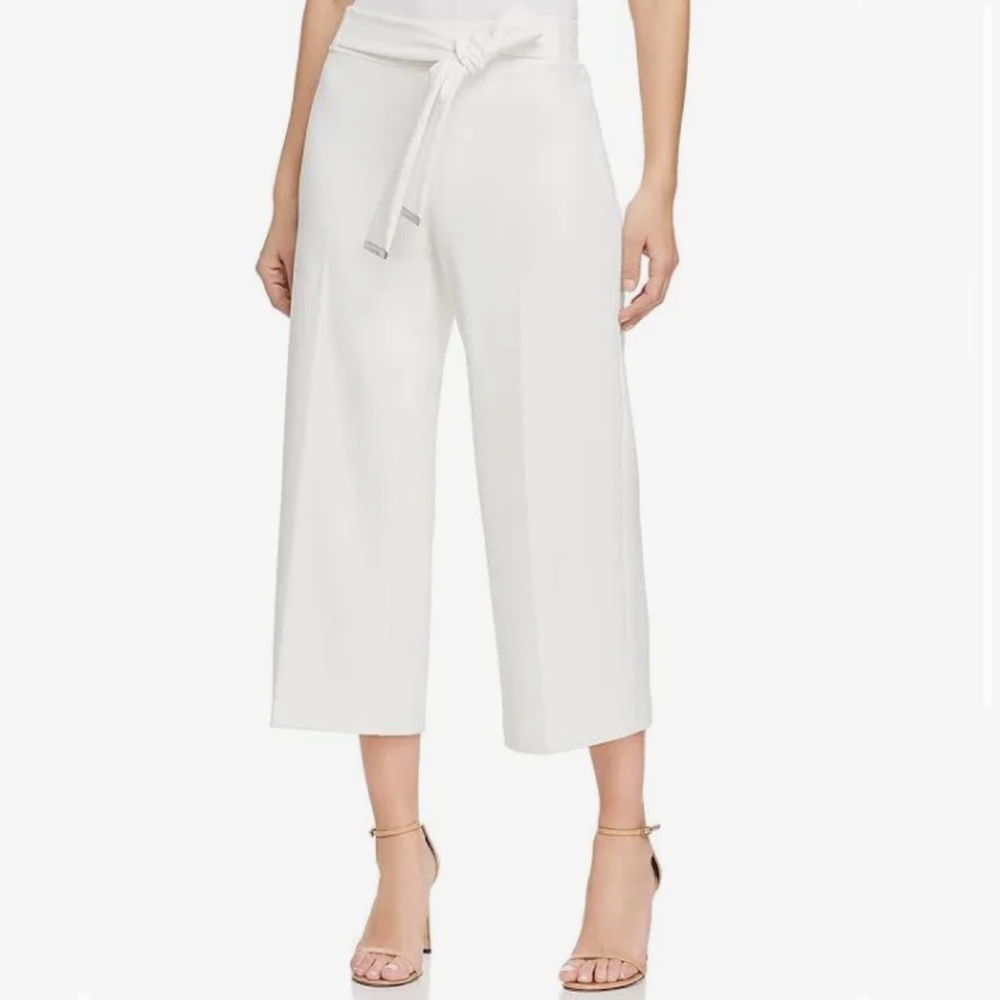 Calvin Klein Wide Leg Cropped Belted Pants Size M